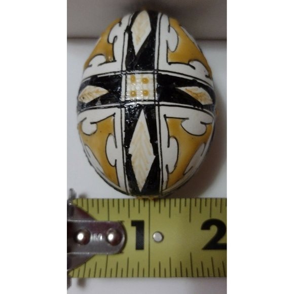 Vintage Romanian Pysanky Hand Painted Real Easter Egg Gold Black Heraldic Design - Picture 5 of 5
